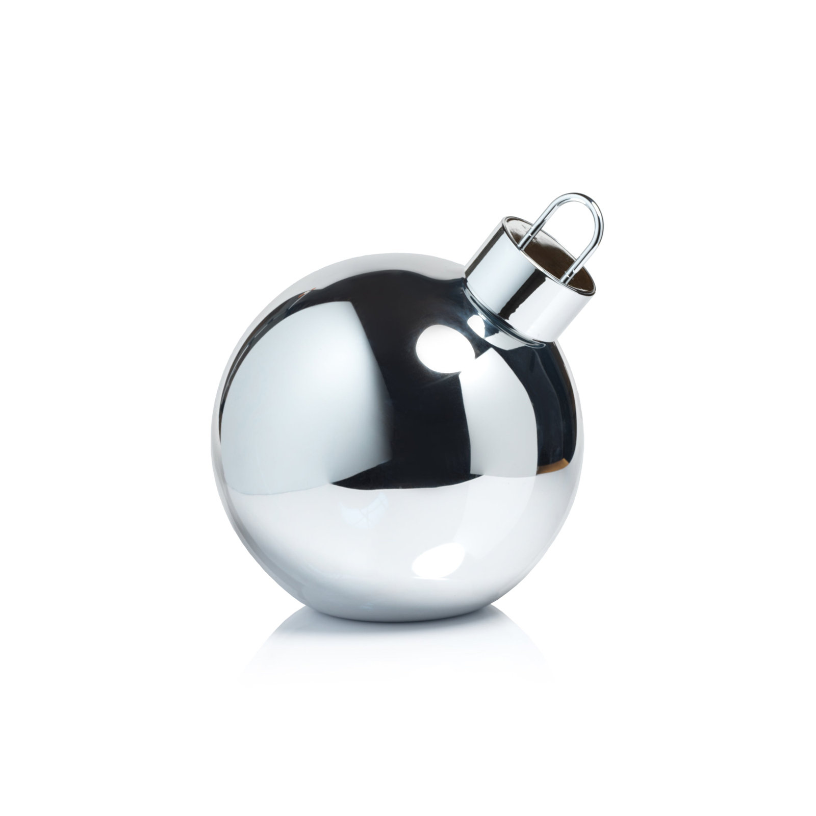 Lighted Glass Slanted Ball Christmas Ornament , 11.75" H x 11.75" W x 11.75" D, Silver
