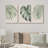 Minimal Botanical Green Tropical Island Monstera Palm Tree Leaves Picture Framed Canvas 3 Piece Print Set Wall Art-87392680-87392679