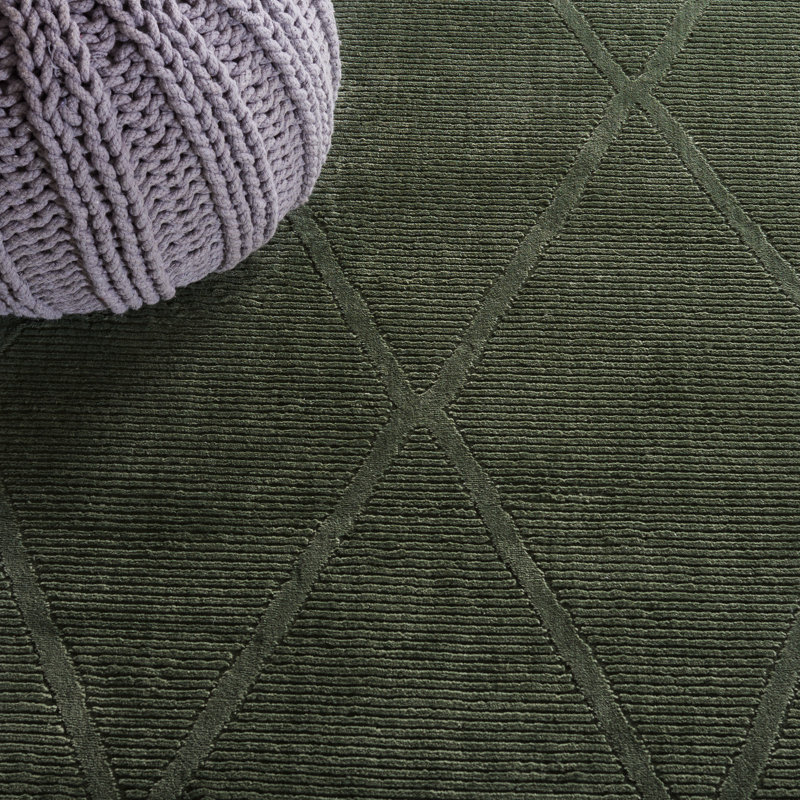Revive Geometric Area Rug In Green, Square 201 cm