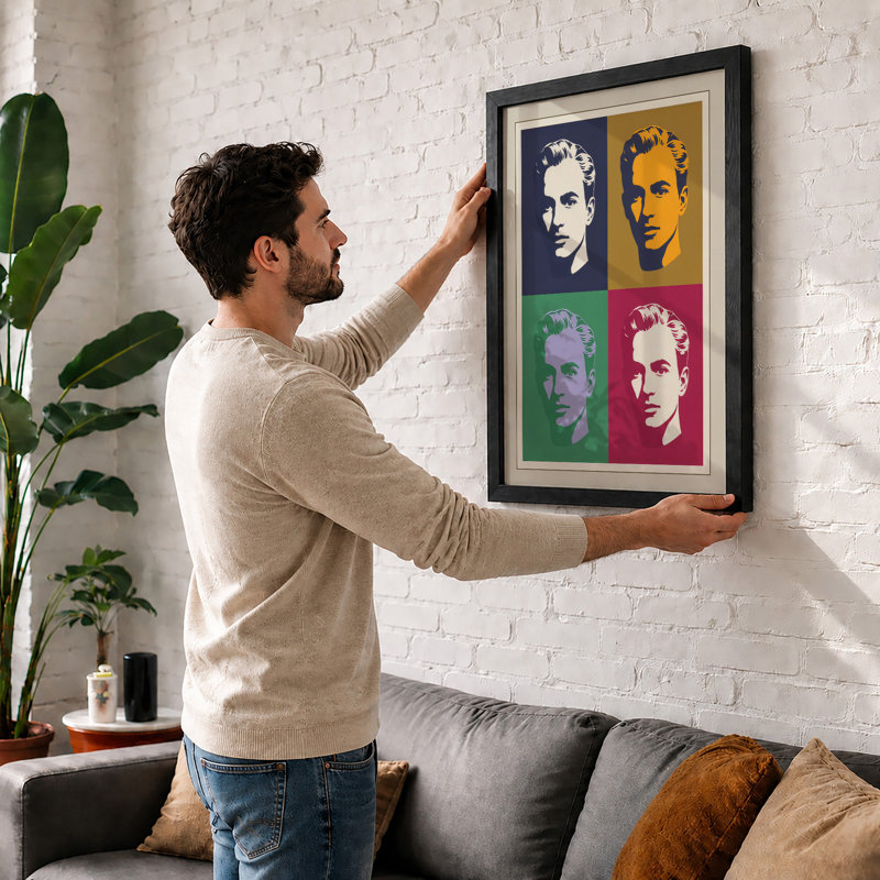 Chromatic Portrait Grid Pop Art - Print, A1 - 84.1 x 59.4 cm, Black