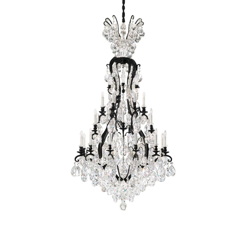Renaissance 24 - Light Glass Chandelier, Clear Heritage, Black