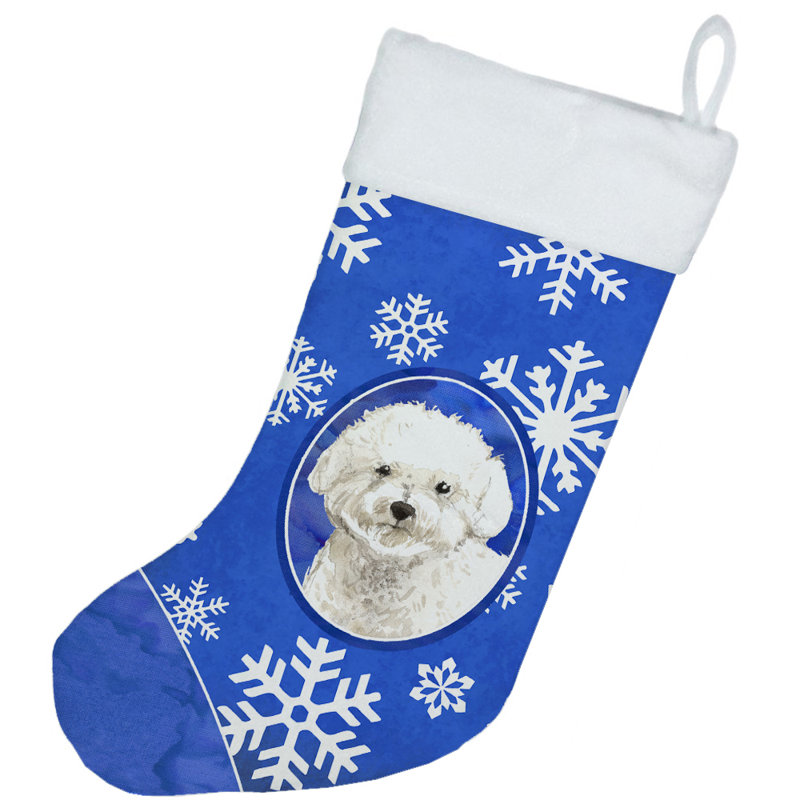 Chaussette de noël winter flocons de noël, Bichon frisé