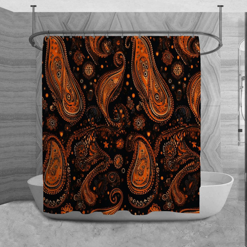 Rideau de douche à motif cachemire Rolondo, H 93 po x l 70 po