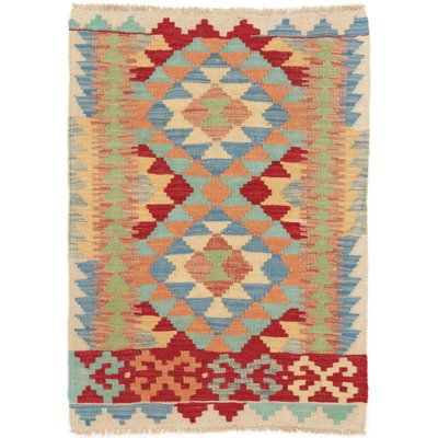 Geometric Wool Hand Woven 60cm X 90cm Area Rug