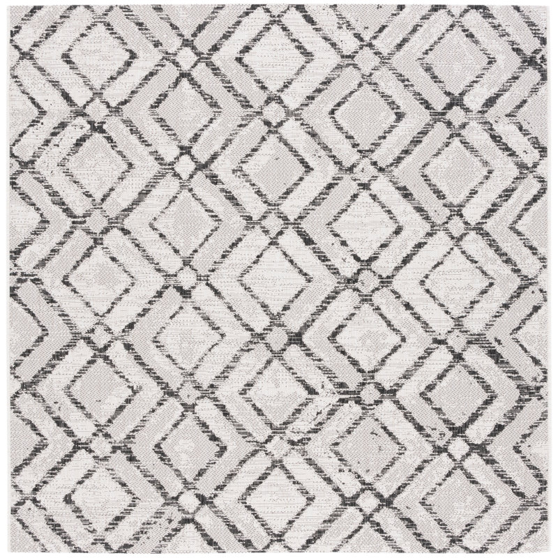 Courtyard Performance Geometric Indoor/Outdoor Area Rug, Square 6'7"