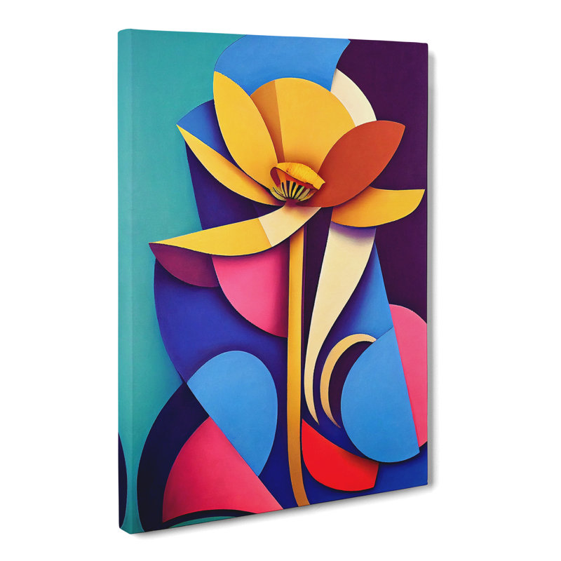 Signild Flower Cubism - Wrapped Canvas Print, 50cm H x 35cm W x 3cm D