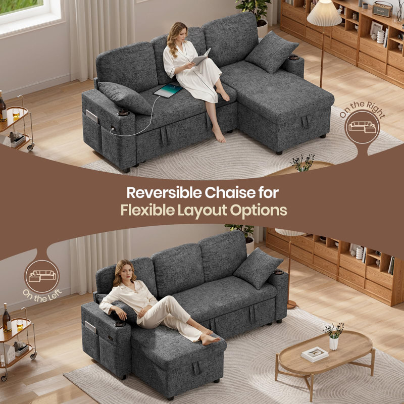 3 Seater Sofa Bed, Grey