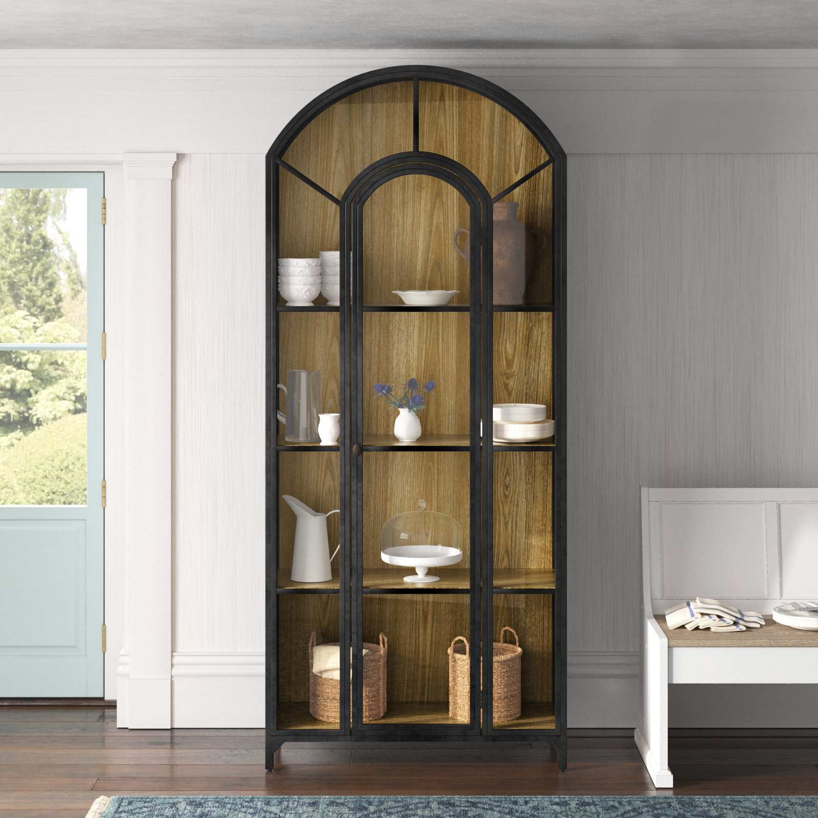 Bayline Dining Cabinet, Black/Oak