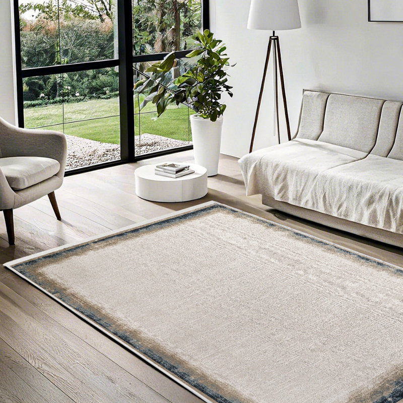 Tapis crème tissé antidérapant à imprimé numérique crème