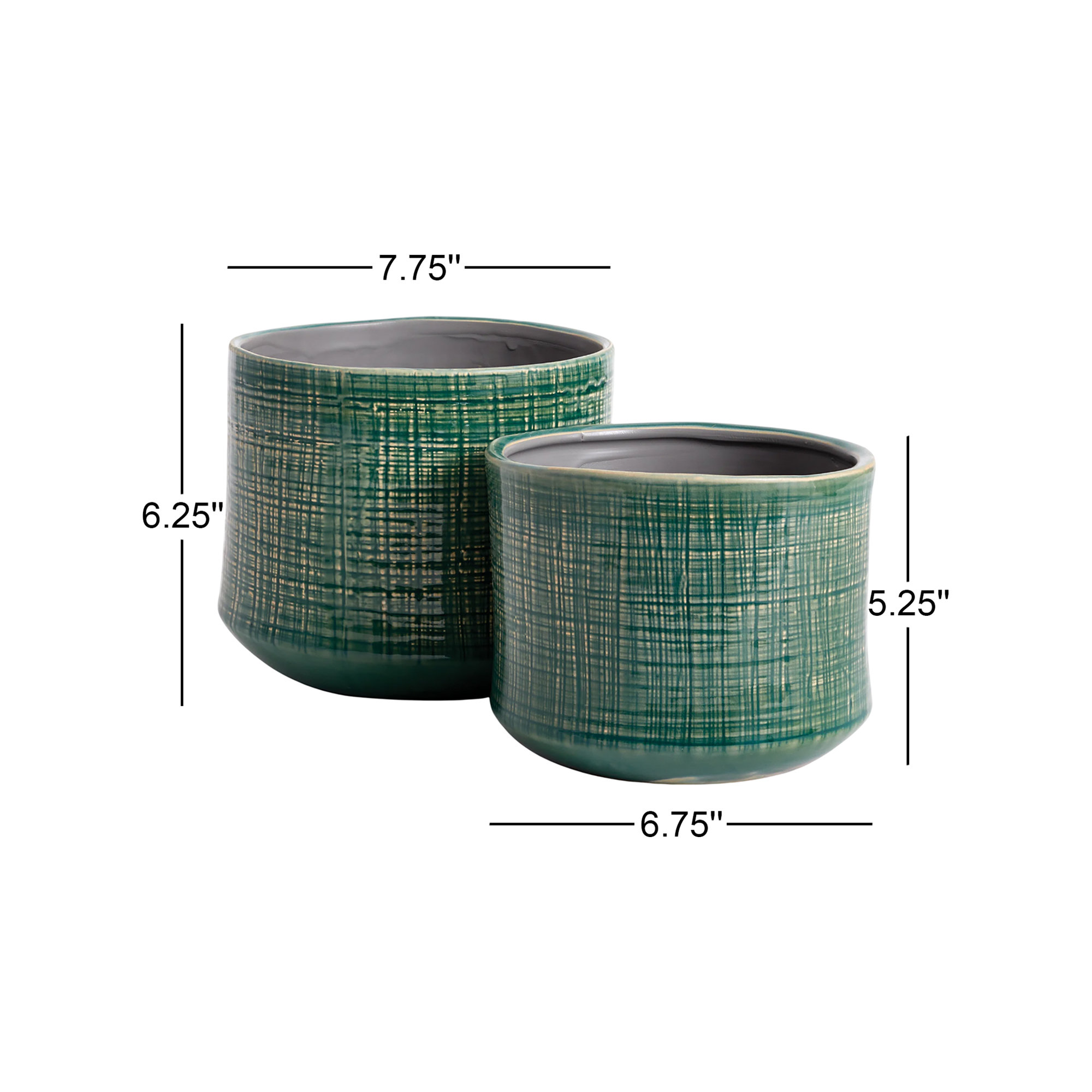 Phoenix Treille High-Gloss Ceramic Pots, Set of 2, Green