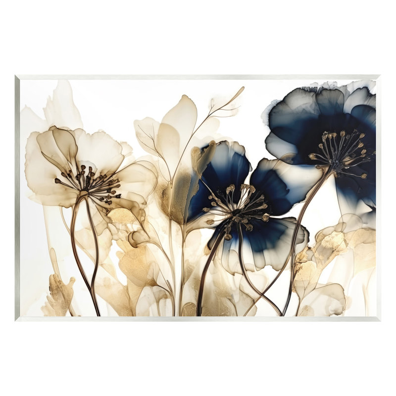 Bleu marine et fleurs dorées par LSR Design Studio, H 10 po x l 15 po x P 0,5 po