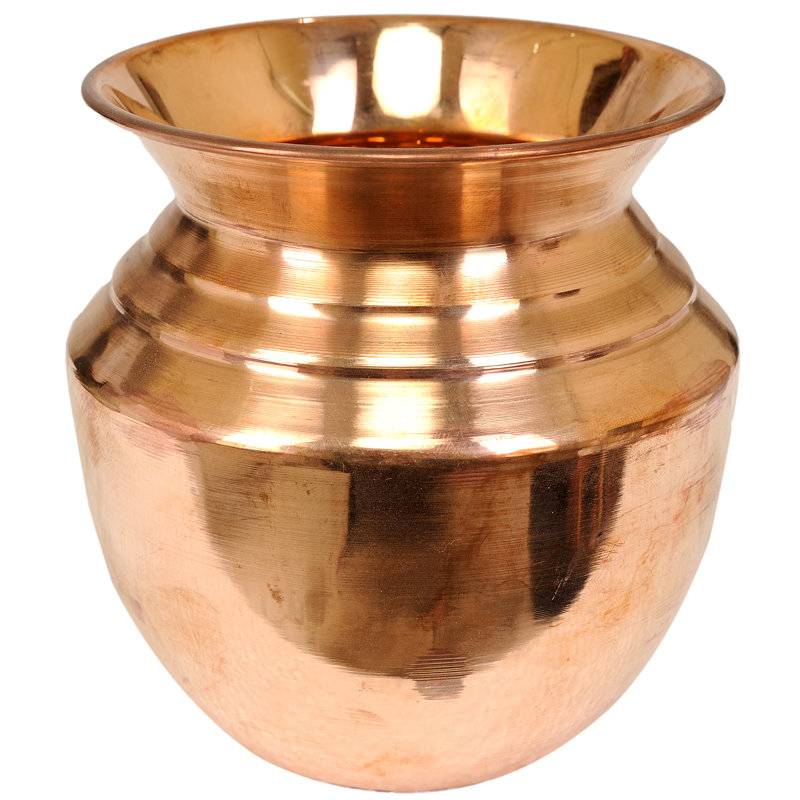Handmade Copper Puja Kalash – Traditional Indian Pot, Simple Form, Durable Copper for Rituals, Ceremonies, Altar, Auspicious Home Décor