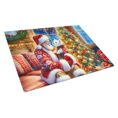 Westie and Santa Claus Glass Cutting Board