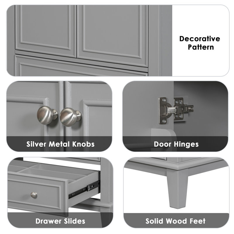 30" Gray Freestanding Bathroom Vanity Base with Drawer