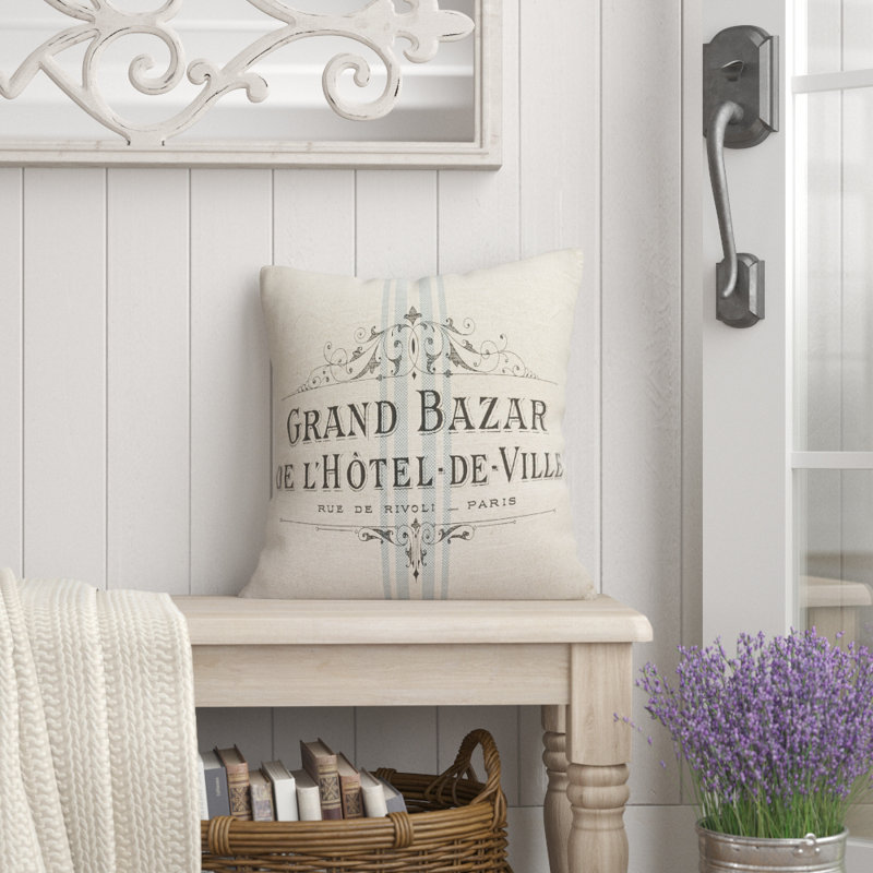  French Throw Pillow, 16" H x 16" W x 6" D