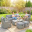 Outsunny 7 Seater Rattan Garden Furniture Set 2 Reclining Chairs Dark Grey