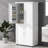 Tall And Space Bathroom Cabinet, 4 Doors, Adjustable Shelves, White Cabinet With Doors Made Of Board, For Hairdryer Shower Items Storage