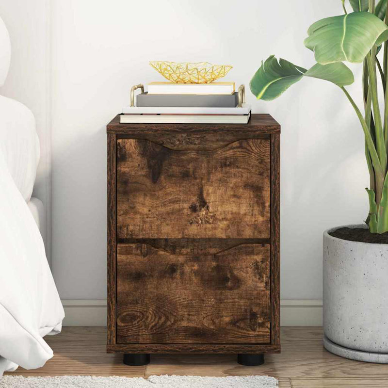 30.5cm W Manufactured Wood Bedside Table, Smoked Oak
