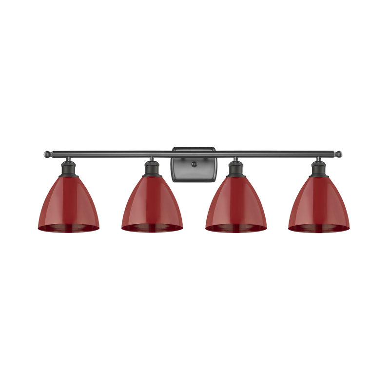 Éclairage pour meuble-lavabo à 4 lumières à intensité variable Amylee, Rouge, Bronze huilé