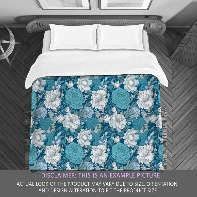 Machine Printed Comforter, Queen Comforter, Blue/White Floral