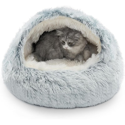 Cat Bed Plush Hooded Cat Beds for Indoor Removable and Washable