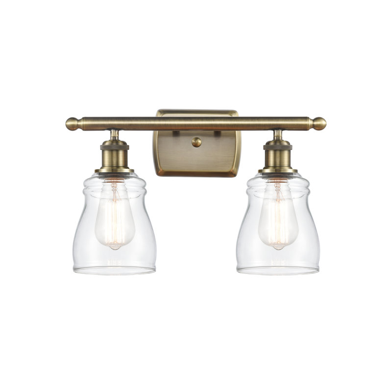 Éclairage pour meuble-lavabo 3 lumières à intensité réglable en laiton antique Wingard, Transparent, Incandescent, 2