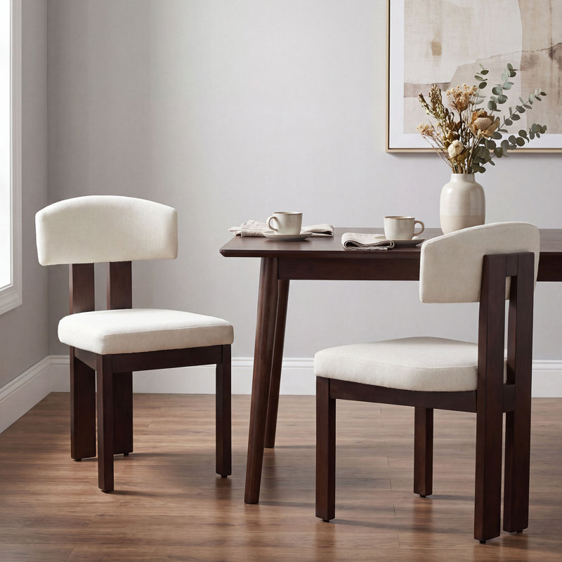Chaise de salle à manger rembourrée COLAMY HALO, assise rembourrée moderne, beige, Beige