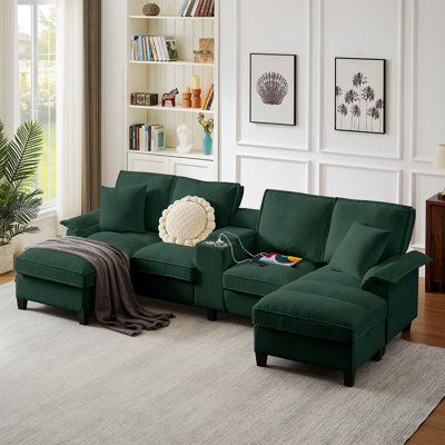 Canapé d'intérieur, canapé modulaire modulaire avec rangement, design moderne en forme de U, 4 places, idéal pour le salon, un appartement ou un salon avec porte-gobelets