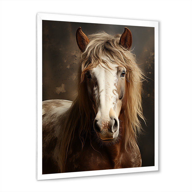 Kededra Brown Horse Harmonious Balance, reproduction d'art sur toile, Cadre simple blanc, H 32 po x l 24 po x P 1 po