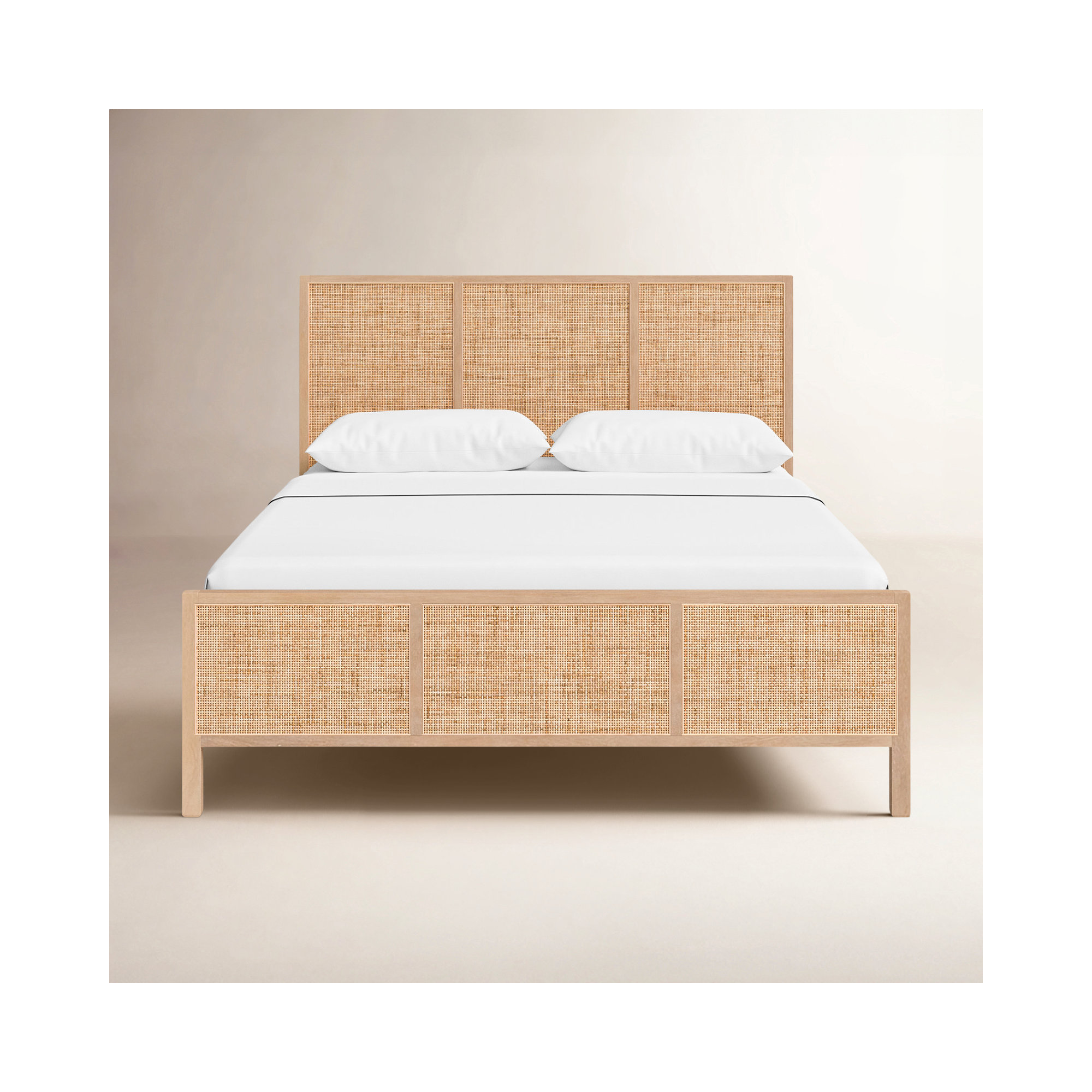 Nellie Cane Bed, Queen, Natural