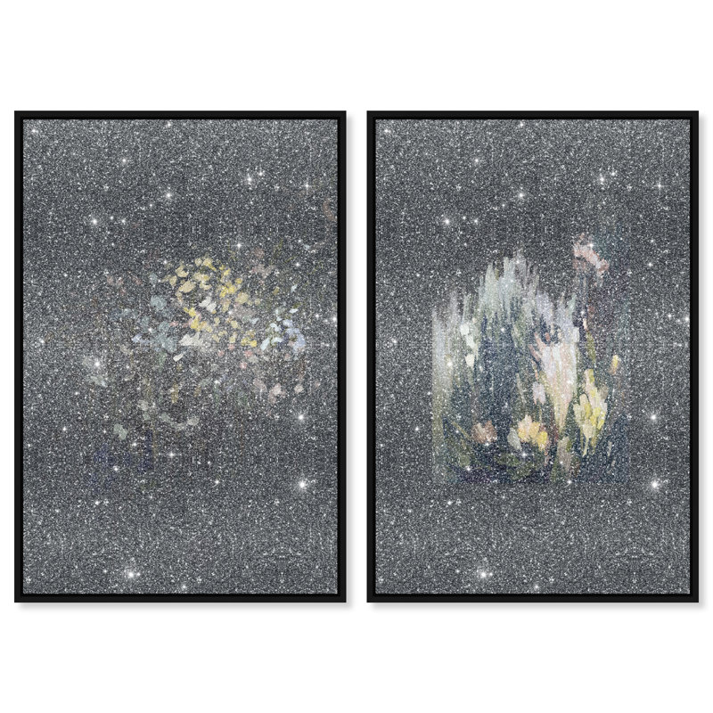 Midnight Flora Set Set by Oliver Gal, 21"H x 31"W, Black Floater Frame