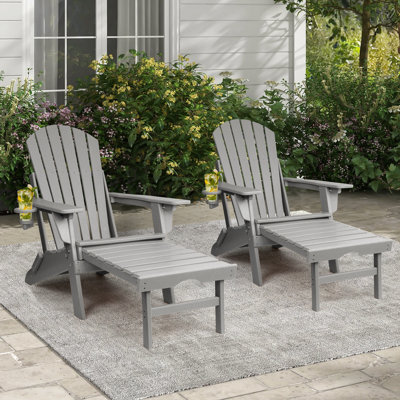 Behiye Plastic Folding and Adjustable Adirondack Chair with Ottoman