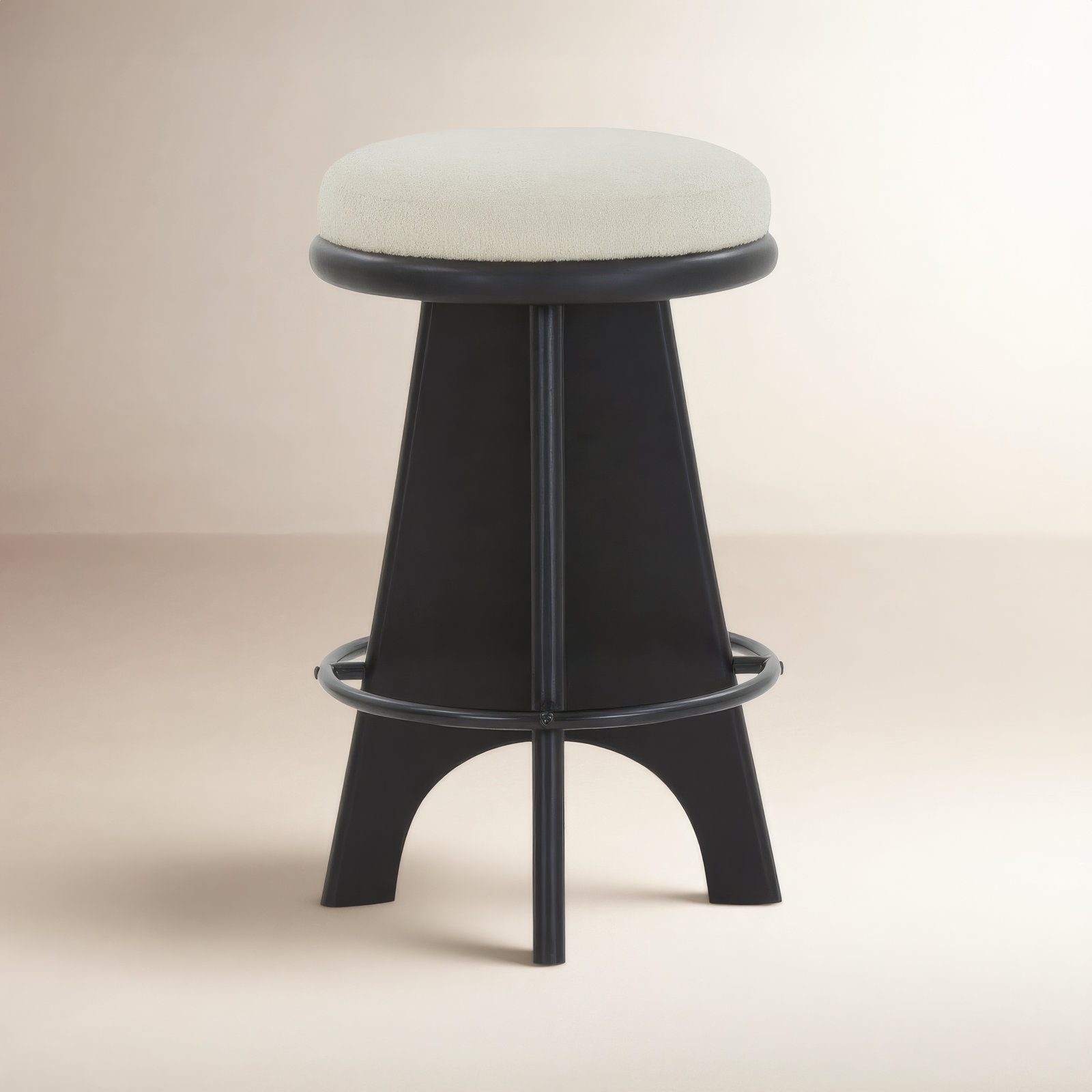 Tyrian Round Stool, Counter Stool (26” Seat Height), Black