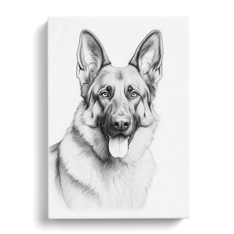 German Shepherd Line - Wrapped Canvas, 76cm H x 50cm W x 3cm D