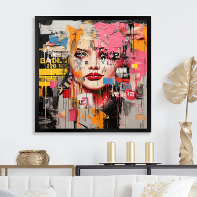 Pop Art, femme, journal, collage - mode, art sur toile