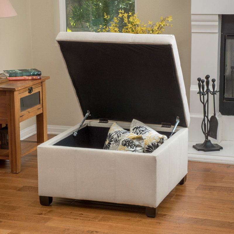 Tissu beige moderne avec compartiment de rangement, l 30 po x P 19 po, Beige