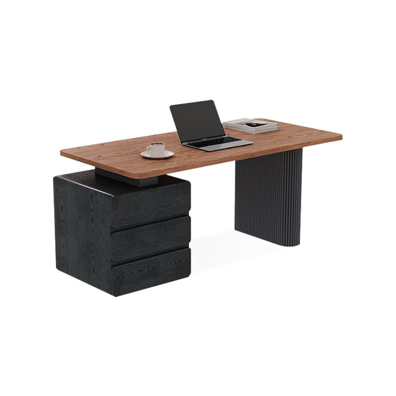 Bureaux rectangulaires en bois manufacturé brun et noir, Retour à gauche, H 29,53 po x l 55,12 po x P 23,62 po