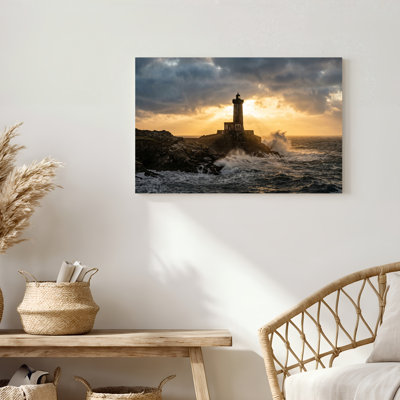 «Gallery Wrap», art mural sur toile pour le salon, la chambre à coucher, le bureau ou le vestibule - décoration murale décorative avec coucher de soleil phare