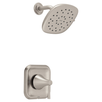 Moen Ronan Spot Resist Brushed Nickel Single-Handle Tub and Shower Faucet with Valve, 6-Inch Rainshower, 82123SRN