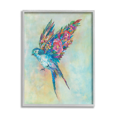 " Botanical Swallow Floral Blossom Wings Bird " by Lisa Morales