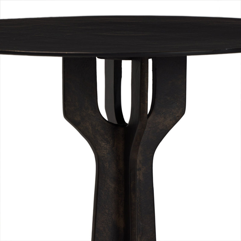 Malloy Outdoor Round Side Table, Distressed Bronze