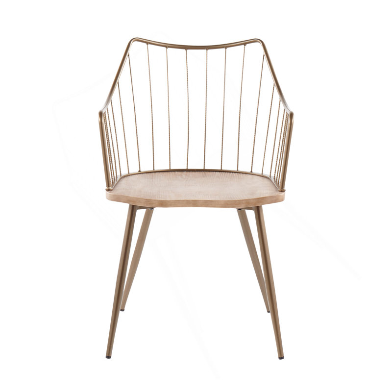 Chaise de ferme Winston en métal cuivré antique et bois blanchi par Lumisource