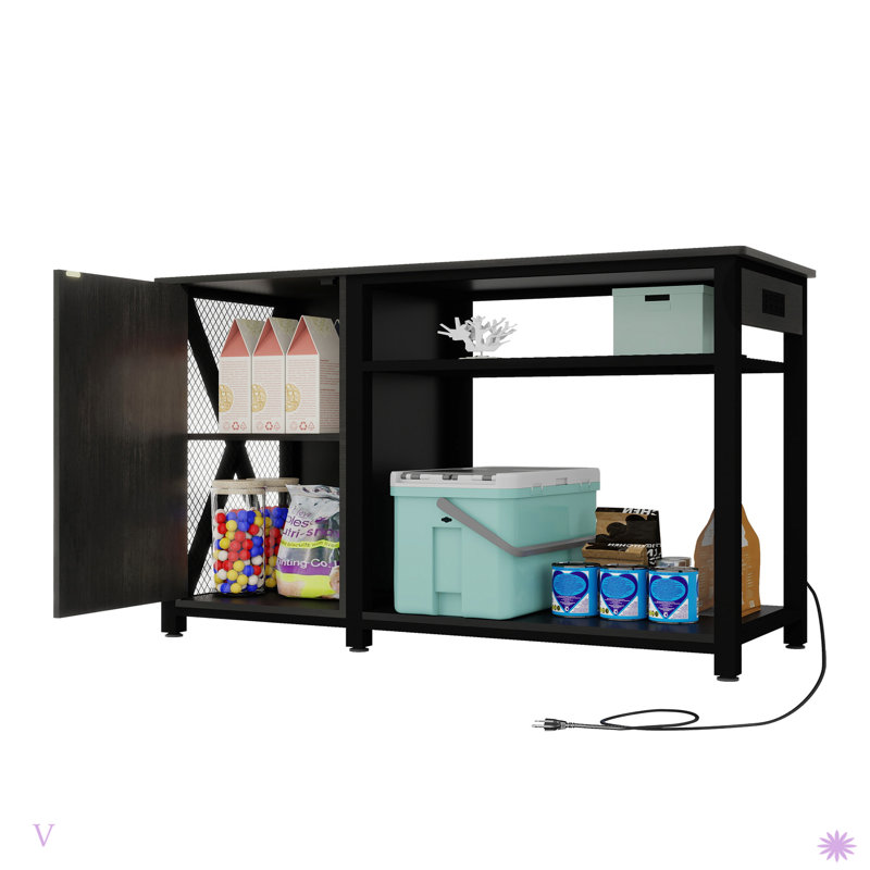 Support d'aquarium avec prises de courant, armoire pour rangement d'accessoires pour aquarium