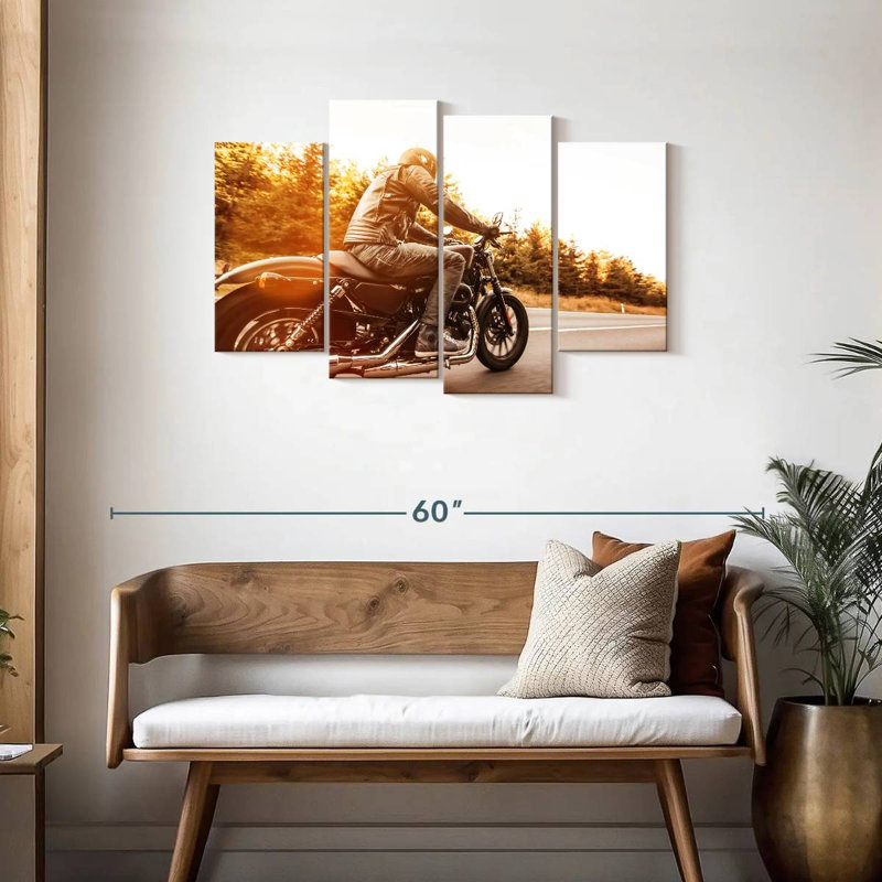 Mehar Man Riding A Motorcycle, 27" H x 43" W