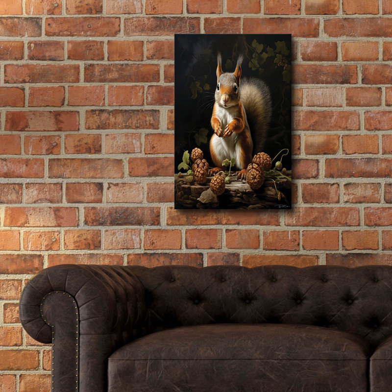  «Grey Squirrel With Berries» par Momart, art mural en verre acrylique, 16 po x 24 po, H 24 po x l 16 po