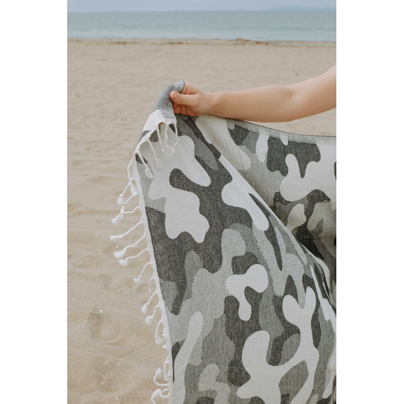  Camouflage Organic Turkish Cotton Bath & Beach Towel, 66" x 36", Black