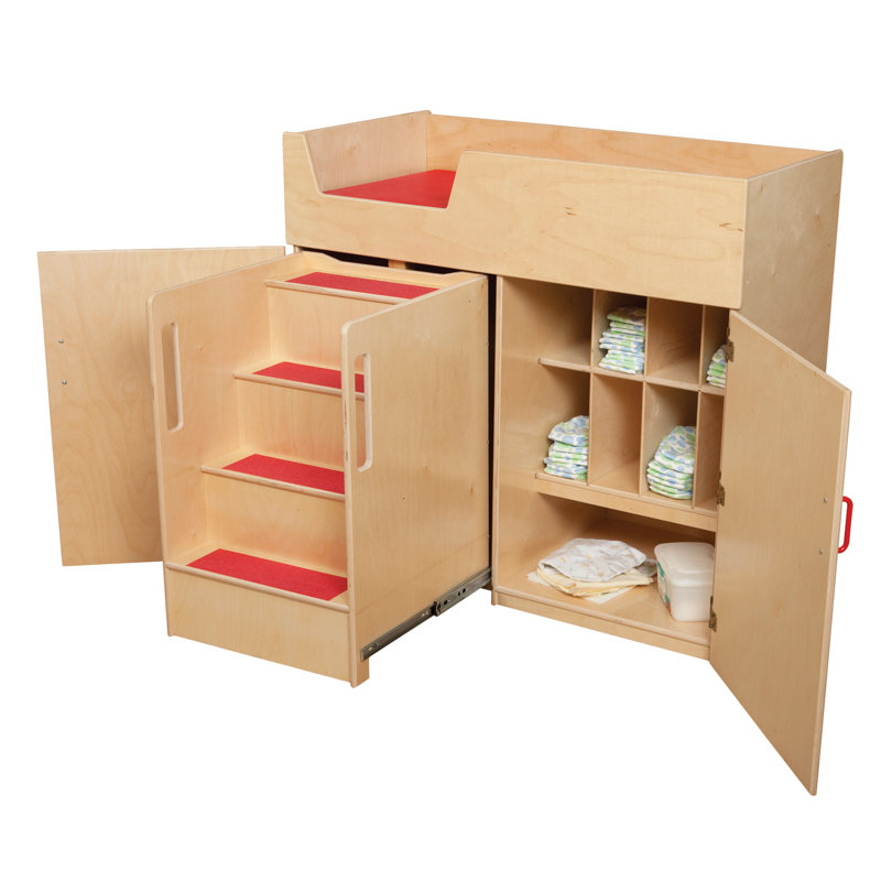 Deluxe Changing Table with Safety Steps, Natural