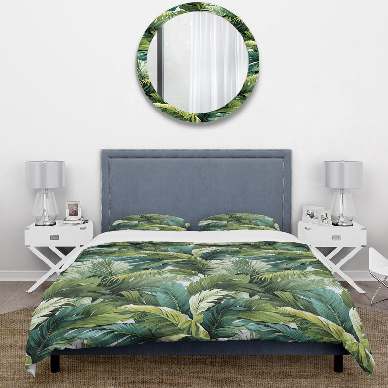 Ensemble de housse de couette Palm Mirage Tropical Pattern II, Housse de couette simple + 1 taie décorative stan
