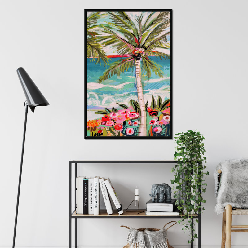 Palm Tree Wimsy II by Karen Fields - Painting, Black Framed Paper Print, 50cm H x 34cm W