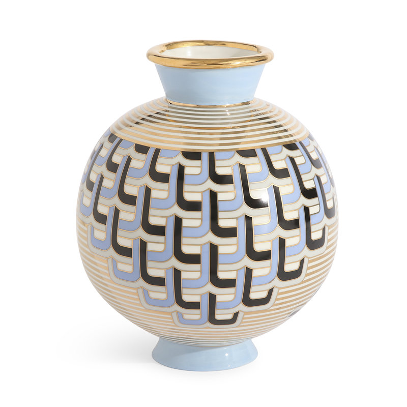 Gold and Blue Porcelain Decorative Table Vase